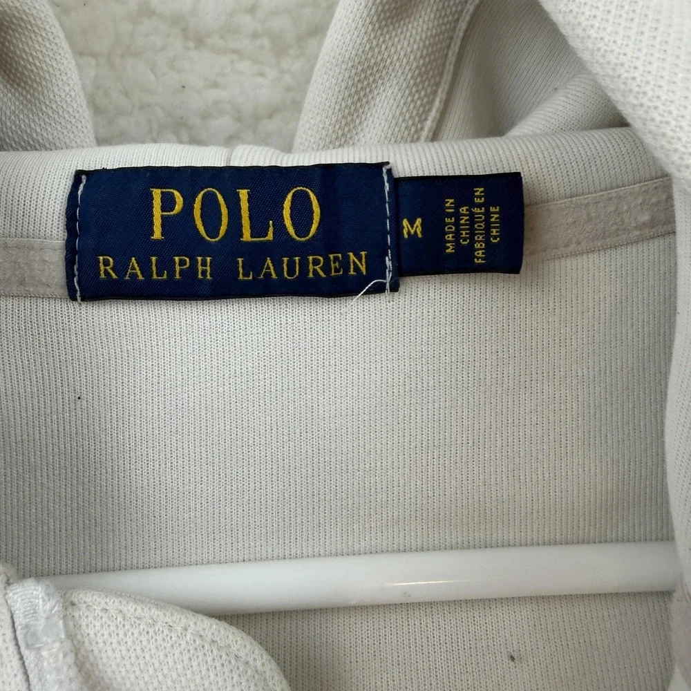 Polo Ralph Lauren Pullover Hoodie Mens Medium Gray Polo Sport 12M Yacht Flag USA